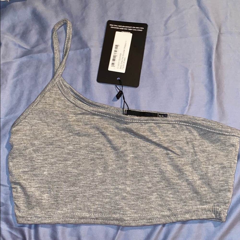 (New) PLT grey one shoulder top